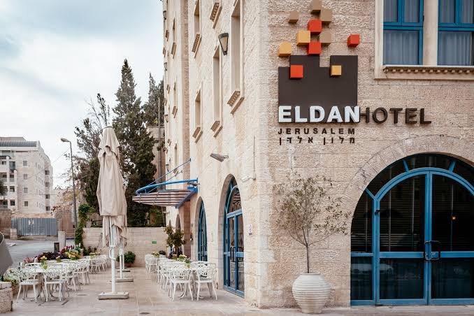 Fachada do Eldan Hotel em Jerusalém